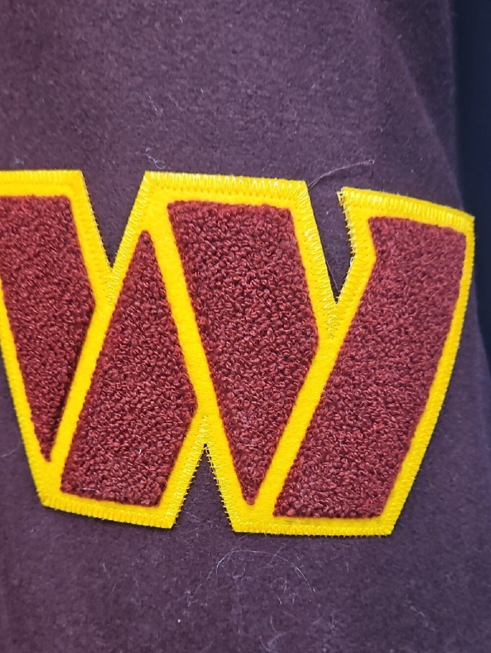 Commanders Maroon & White Varsity Bomber Jacket with Gold Trim 2xl - Picture 2 of 10